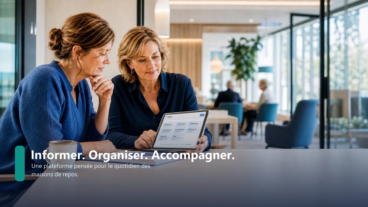 Présentation de Home Manager : deux professionnelles devant une tablette